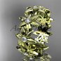 14kt yellow gold diamond band and vine wedding band, floral engagement band, wedding band ADLR339B