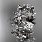 platinum diamond band and vine wedding band, floral engagement band, wedding band ADLR339B