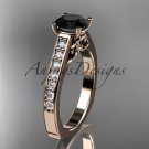 14kt rosegold diamond engagement ring with a Black Diamond center stone ADER114