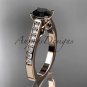 14kt rosegold diamond engagement ring with a Black Diamond center stone ADER114