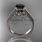 Platinum  gold diamond engagement ring with a Black Diamond center stone ADER114