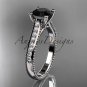 14kt white gold diamond unique engagement ring with a Black Diamond center stone ADER116