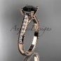 14kt rose gold diamond unique engagement ring with a Black Diamond center stone ADER116