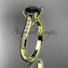 14kt yellow gold diamond unique engagement ring with a Black Diamond center stone ADER116