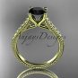 14kt yellow gold diamond unique engagement ring with a Black Diamond center stone ADER116