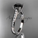 Platinum  diamond unique engagement ring with a Black Diamond center stone ADER116