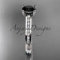 Platinum  diamond unique engagement ring with a Black Diamond center stone ADER116