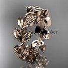 14kt rose gold leaf wedding ring, wedding band ADLR120G