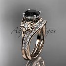 14kt rose gold diamond floral engagement set with a Black Diamond center stone ADLR125S