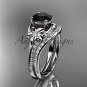 Platinum diamond floral engagement set with a Black Diamond center stone ADLR125S