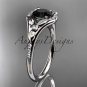 14kt white gold diamond floral  engagement ring with a Black Diamond center stone ADLR126