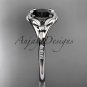 14kt white gold diamond floral  engagement ring with a Black Diamond center stone ADLR126