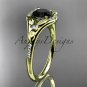 14kt yellow gold diamond floral  engagement ring with a Black Diamond center stone ADLR126
