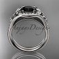 Platinum diamond floral engagement set with a Black Diamond center stone ADLR126S