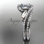 14k white gold diamond leaf and vine wedding ring, engagement set ADLR317S