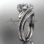 Platinum diamond leaf and vine wedding ring, engagement set ADLR317S