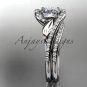 14k white gold diamond leaf and vine engagement set with a Moissanite center stone ADLR317S