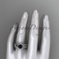 14k white diamond wedding ring with a Black Diamond Moissanite, double matching band ADLR317