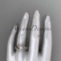 14k rose diamond wedding ring with a Black Diamond Moissanite, double matching band ADLR317