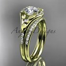 14kt yellow gold diamond floral wedding ring, engagement set ADLR126S