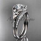 14kt white gold diamond floral  engagement set with a "Forever One" Moissanite center stone ADLR126S