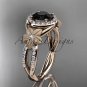 14kt white gold diamond floral engagement ring with a Black Diamond center stone ADLR127rose