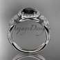 Platinum diamond floral engagement ring with a Black Diamond center stone ADLR127rose