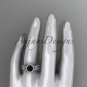 Platinum diamond floral engagement ring with a Black Diamond center stone ADLR127rose