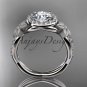 Platinum  diamond floral engagement ring with a "Forever One" Moissanite center stone ADLR127