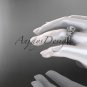 Platinum  diamond floral engagement ring with a "Forever One" Moissanite center stone ADLR127