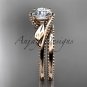 Unique 14kt rose gold engagement set with a "Forever One" Moissanite center stone ADLR322S