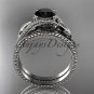 Unique 14kt white gold engagement set with a Black Diamond center stone ADLR322S