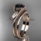 Unique 14kt rose  gold engagement set with a Black Diamond center stone ADLR322S