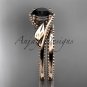 Unique 14kt rose gold engagement set with a Black Diamond center stone ADLR322S