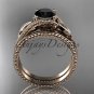 Unique 14kt rose gold engagement set with a Black Diamond center stone ADLR322S