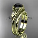 Unique 14kt yellow gold engagement set with a Black Diamond center stone ADLR322S