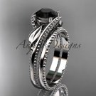 Unique platinum  engagement set with a Black Diamond center stone ADLR322S