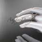 14kt rose gold diamond floral engagement ring with a Black Diamond center stone ADLR127