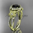 14kt yellow gold diamond floral engagement ring with a Black Diamond center stone ADLR127