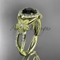 14kt yellow gold diamond floral engagement ring with a Black Diamond center stone ADLR127