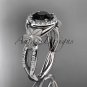 Platinum diamond floral engagement ring with a Black Diamond center stone ADLR127