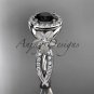 Platinum diamond floral engagement ring with a Black Diamond center stone ADLR127