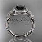 Platinum diamond floral engagement ring with a Black Diamond center stone ADLR127