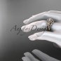 14kt rose gold diamond floral wedding ring, engagement set ADLR127S
