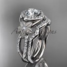 Platinum  diamond floral wedding ring, engagement set ADLR127S