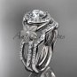 Platinum diamond floral wedding ring, engagement set ADLR127S
