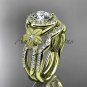 14kt yellow gold diamond floral engagement set with a "Forever One" Moissanite center stone ADLR127S