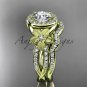 14kt yellow gold diamond floral engagement set with a "Forever One" Moissanite center stone ADLR127S