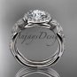 Platinum diamond floral engagement set with a "Forever One" Moissanite center stone ADLR127S