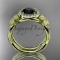14kt yellow gold diamond floral engagement set with a Black Diamond center stone ADLR127S